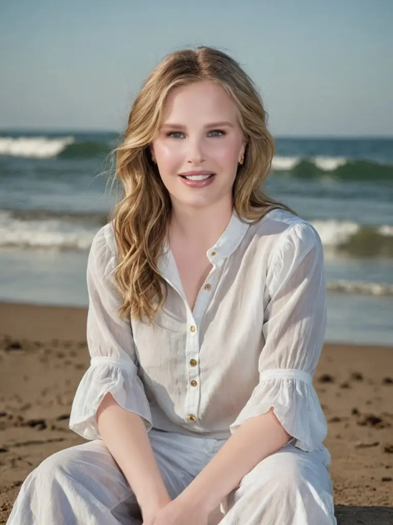 Linda Zmud, founder of Anchor Bay Consulting & Coaching, standing in natural light with a calm, coastal-inspired background.